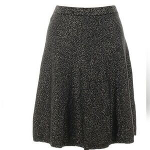 Nanette‎ Skirt Metallic A-Line Midi Knee Length Black Silver Womens Medium